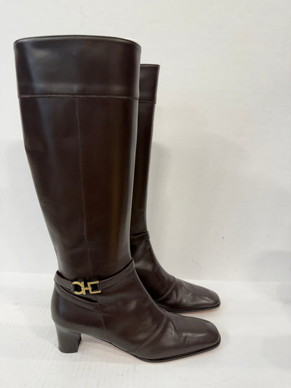 SALVATORE FERRAGAMO NWT Tall Golette 5cm Leather Boots/US7