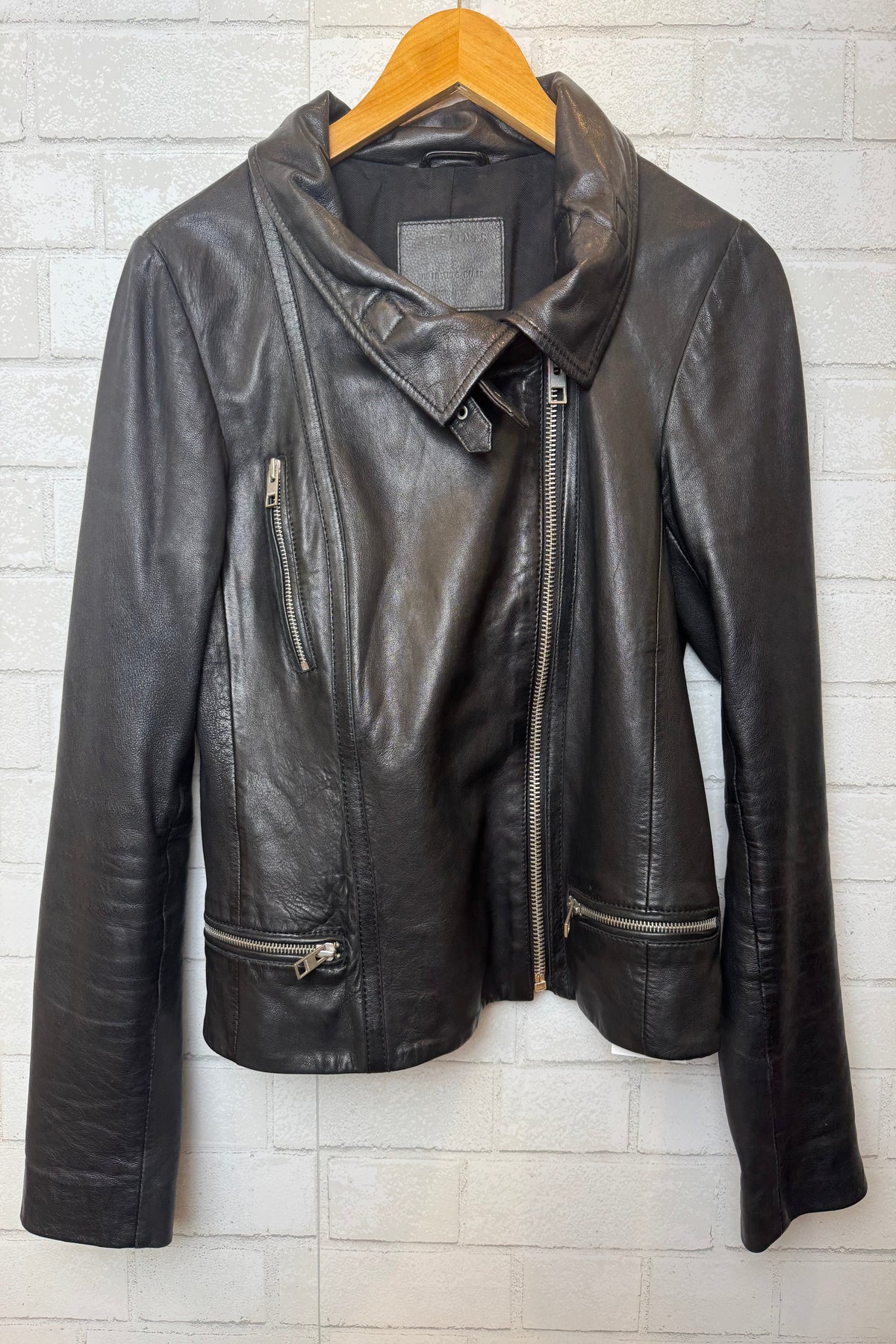 ALL SAINTS Lamb  Leather Bales Biker Jacket/S-US6