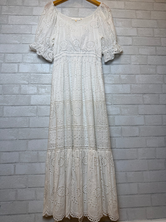 LOVE SHACK FANCY SS Cotton Eyelet Midi Dress / XS