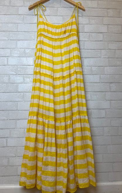 ZIMMERMANN Linen Spaghetti Strap Striped Maxi Dress / XS-US2