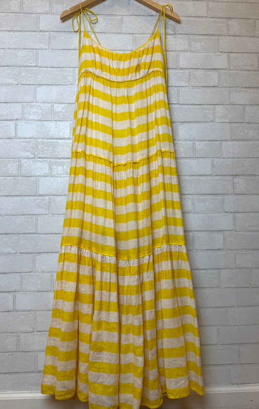 ZIMMERMANN Linen Spaghetti Strap Striped Maxi Dress / XS-US2