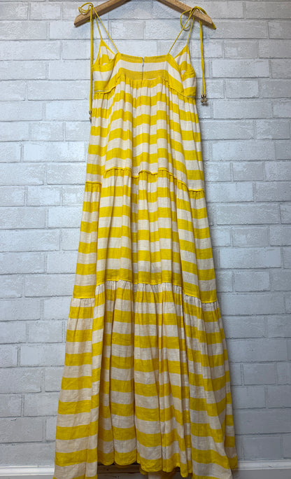 ZIMMERMANN Linen Spaghetti Strap Striped Maxi Dress / XS-US2