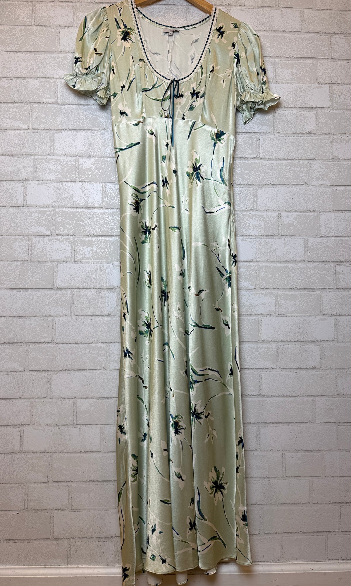 RAILS Long Satin Dress with Cap Sleeves / S