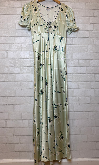 RAILS Long Satin Dress with Cap Sleeves / S