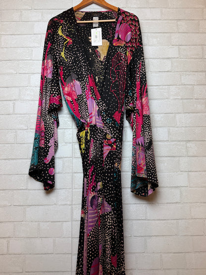 CHRISTIAN LACROIX Silk LS Printed Midi Dress / XL