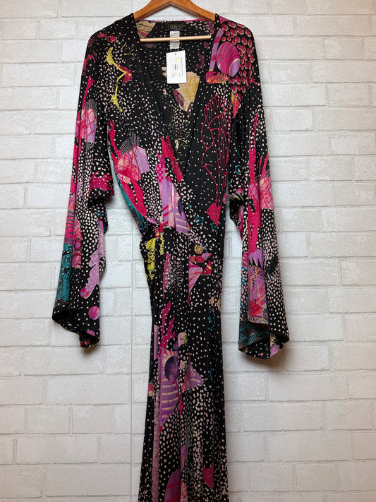 CHRISTIAN LACROIX Silk LS Printed Midi Dress / XL