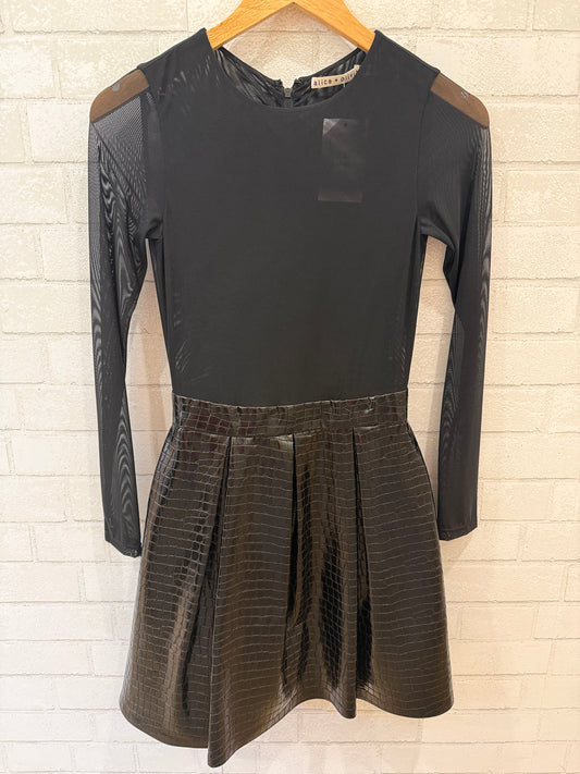 ALICE+ OLIVIA Chara LS Sheer Top Pleated Skirt mini Dress/XS