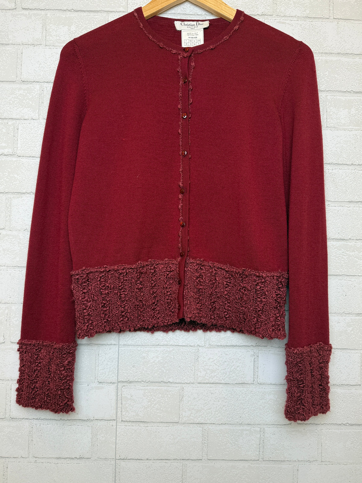 CHRISTIAN DIOR Vintage Wool & Silk Ls Cardigan/M