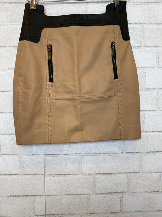 STELLA JAMIE Leather Zipped Pockets Mini Skirt/XS