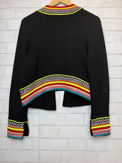 ALICE + OLIVIA Meemee Embroidered Open Front Cardigan / M