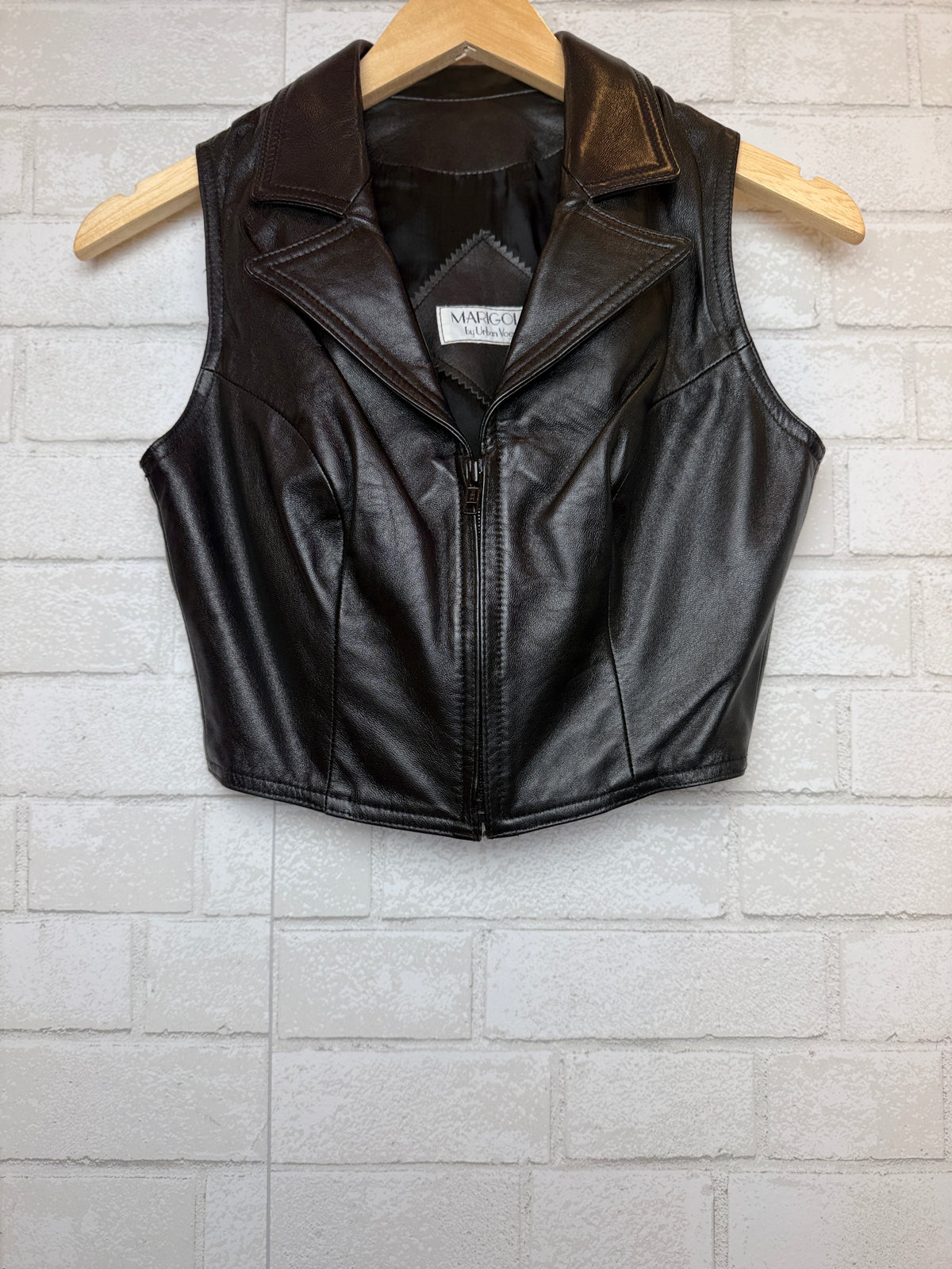 MARIGOLD Cropped Leather zipped Vest / S-US6
