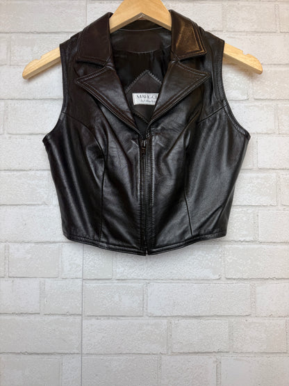 MARIGOLD Cropped Leather zipped Vest / S-US6