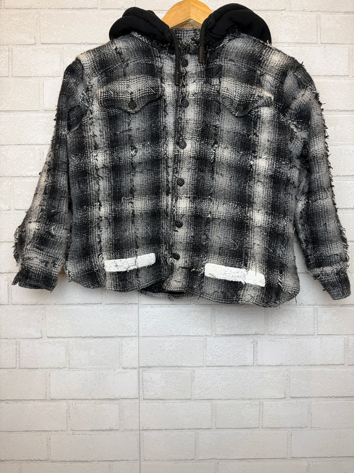 OFF WHITE Wool & Cotton LS Hoodie Cropped Jacket/XS