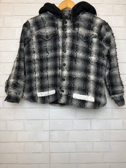 OFF WHITE Wool & Cotton LS Hoodie Cropped Jacket/XS