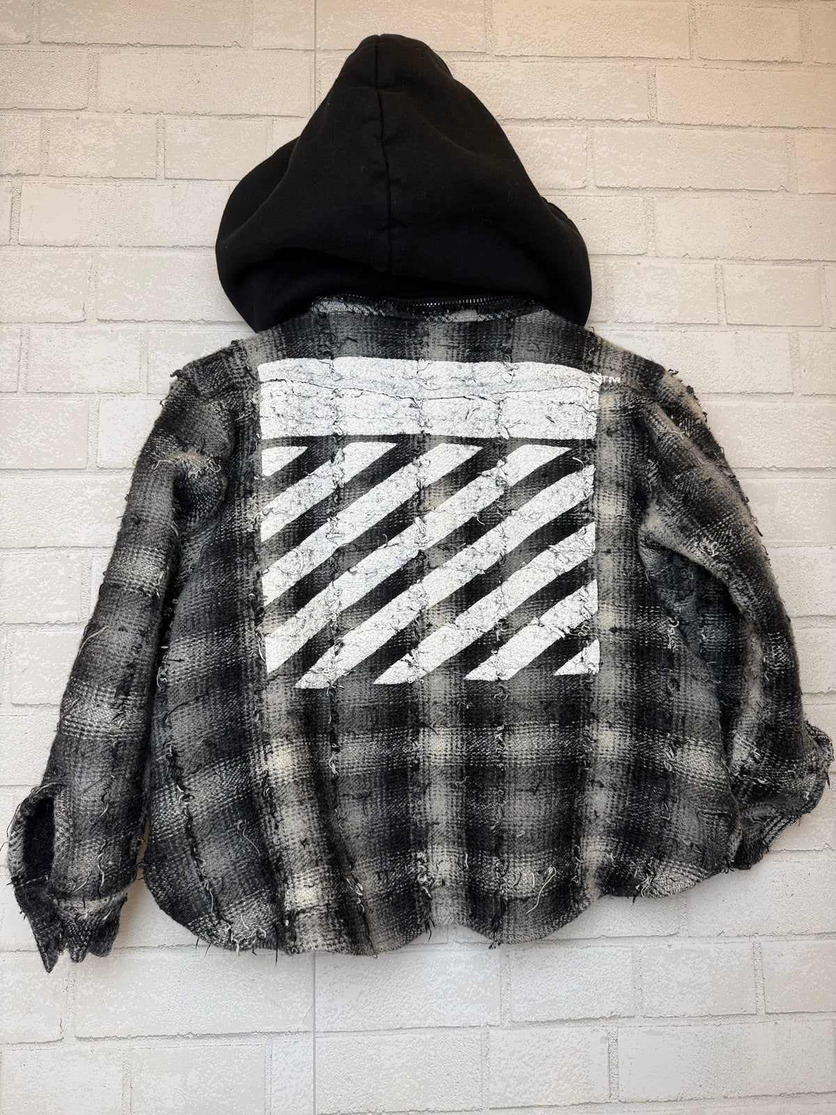 OFF WHITE Wool & Cotton LS Hoodie Cropped Jacket/XS