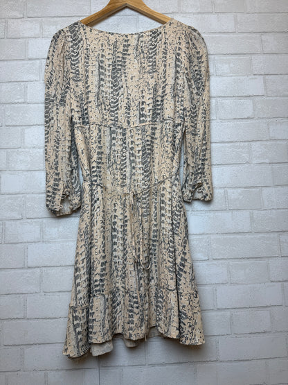 REISS LS V-Neck Printed Dress/XS-EU34