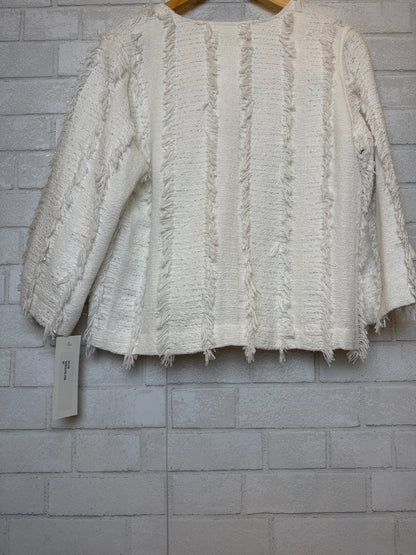 CAROLNE ROSE NWT Tweed Jacket With Fringed trim & Round Neckline / S