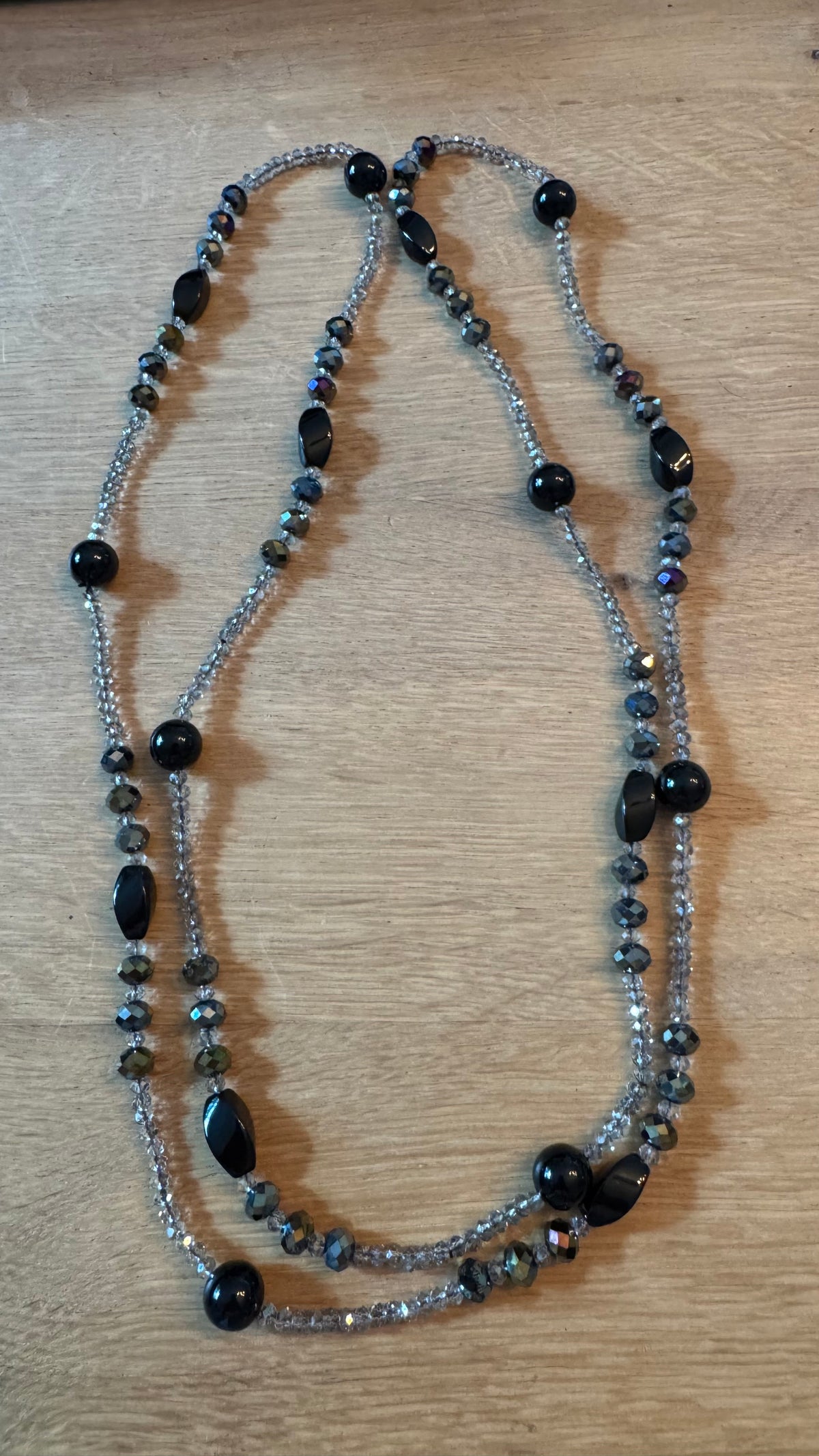 NO BRAND Faceted Crystal Style Beads Long Necklace