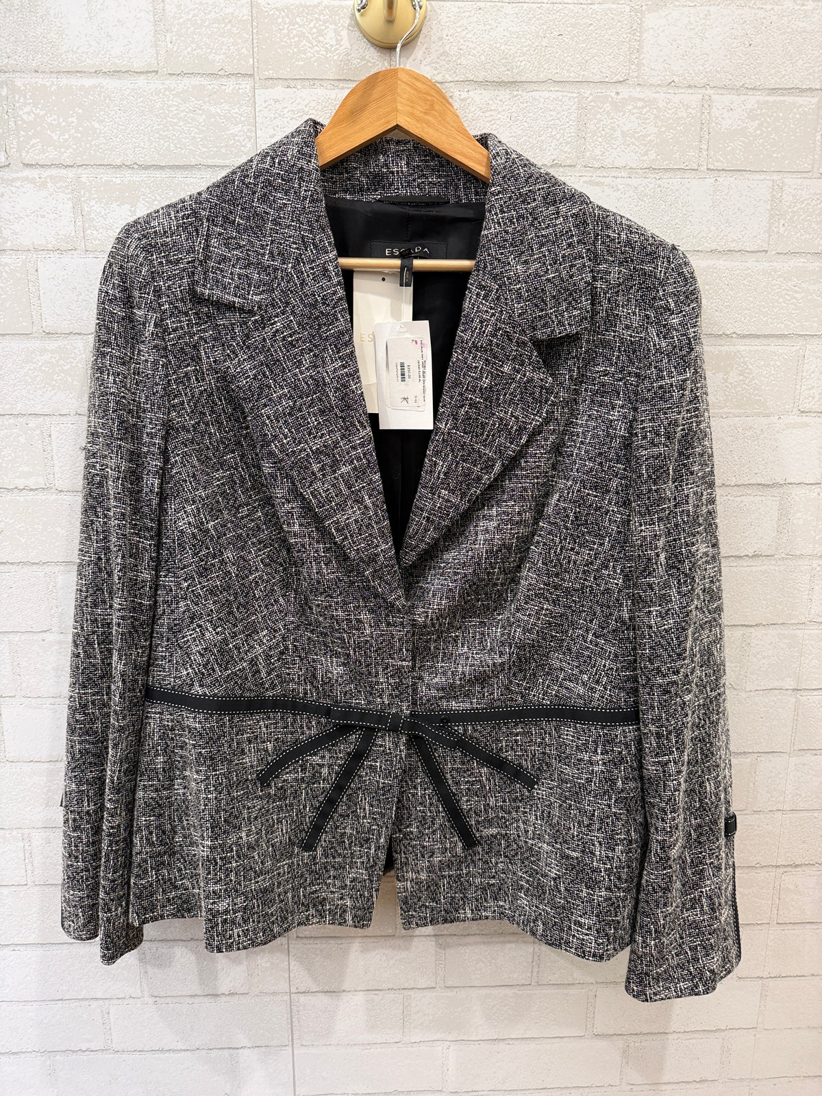ESCADA NWT Wool Tweed One Button Bow Jacket/ EU46-XL