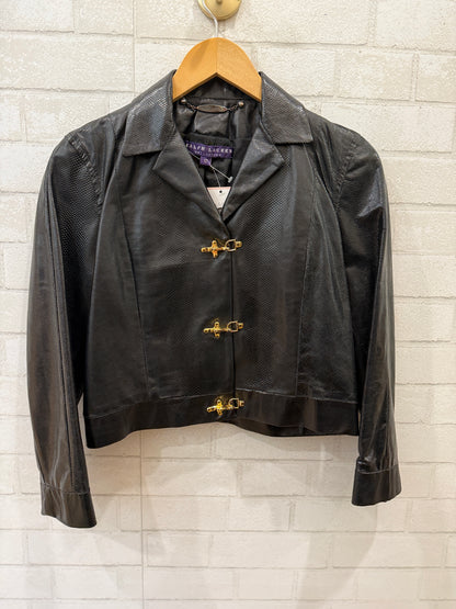 RALPH LAUREN COLLECTION Purple Label Snake Leather LS cropped Jacket/ L