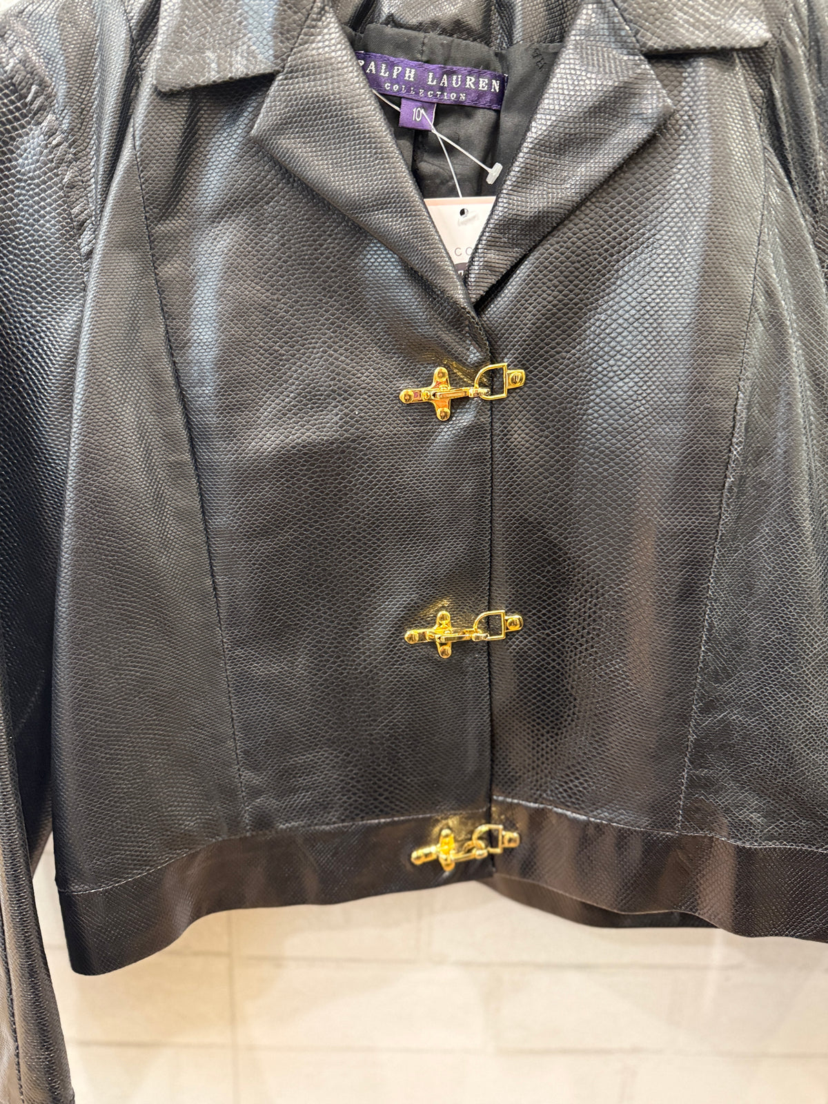 RALPH LAUREN COLLECTION Purple Label Snake Leather LS cropped Jacket/ L