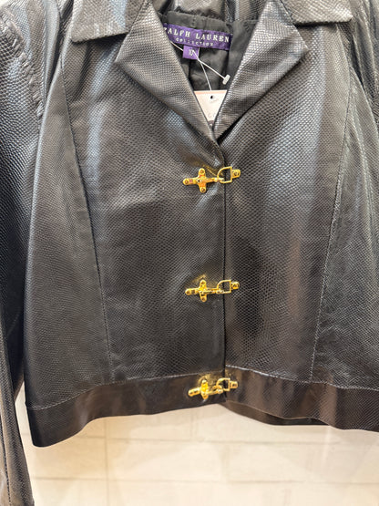 RALPH LAUREN COLLECTION Purple Label Snake Leather LS cropped Jacket/ L