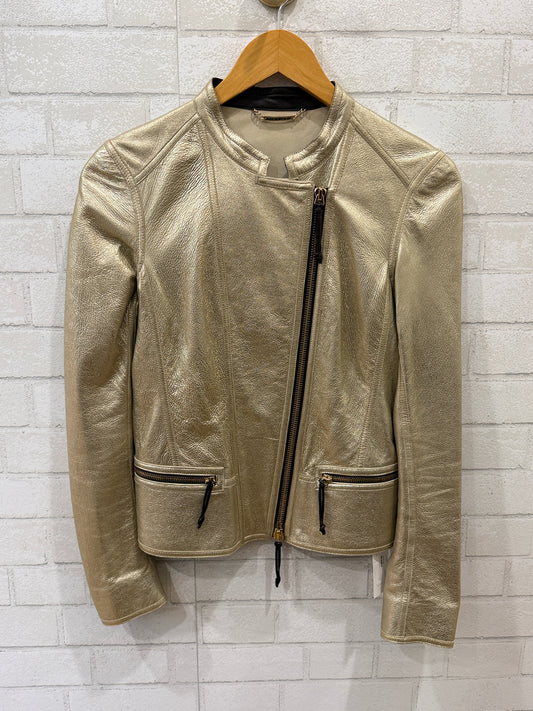 ROBERTO CAVALLI Leather & Silk  Biker Jacket/M
