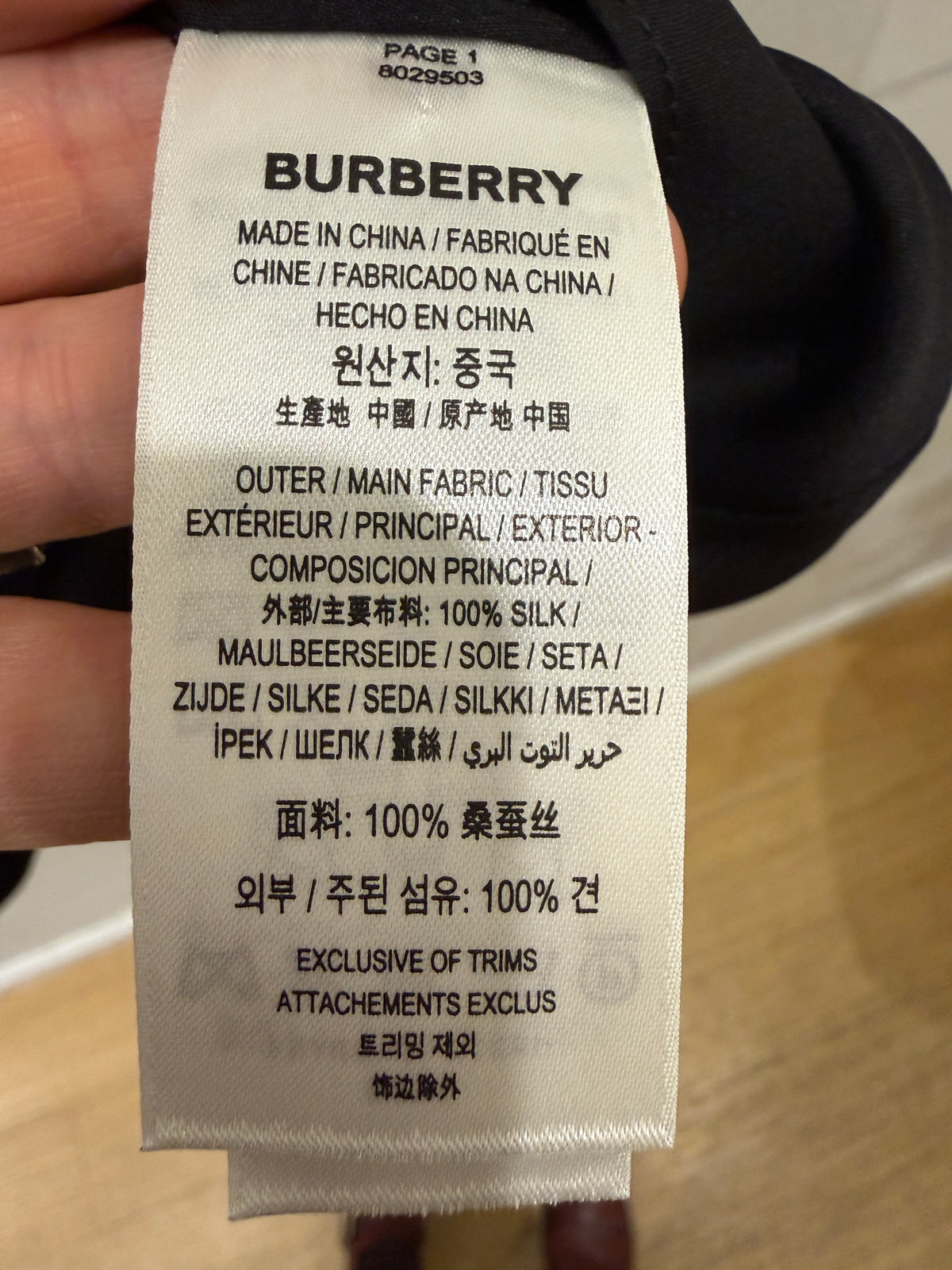 BURBERRY Silk LS  Fringed Scarf Blouse/M