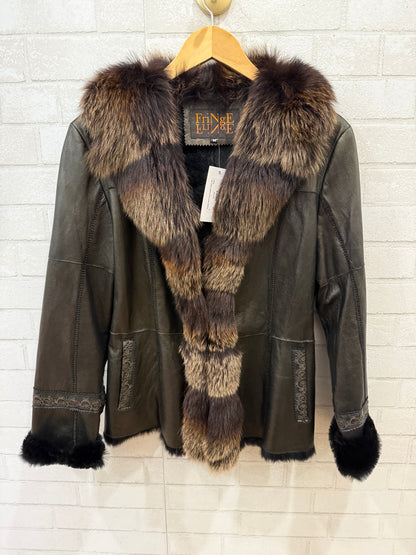 FRINGE Rabbit Lined Leather Jacket / M