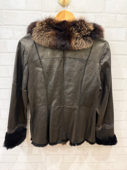 FRINGE Rabbit Lined Leather Jacket / M