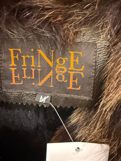 FRINGE Rabbit Lined Leather Jacket / M