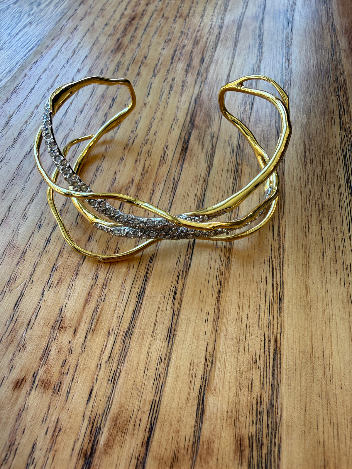 ALEXIS BITTAR  Gold Plating Solanales Crystal Cuff Bracelet