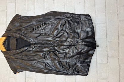 DONNA KARAN Sleeveless Leather Jacket / S