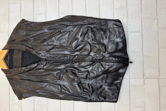 DONNA KARAN Sleeveless Leather Jacket / S
