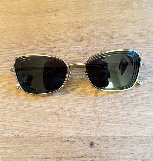 CHANEL Gold Frame Tiered Lenses Rectangle sunglasses