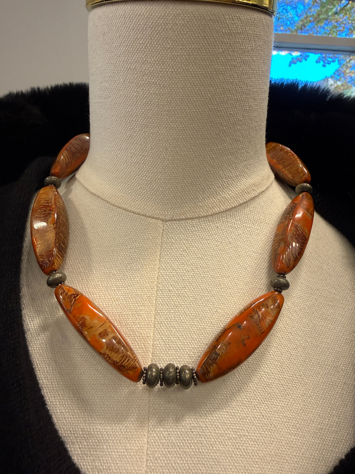 KM Silver & Stone Navajo Pearls Necklace