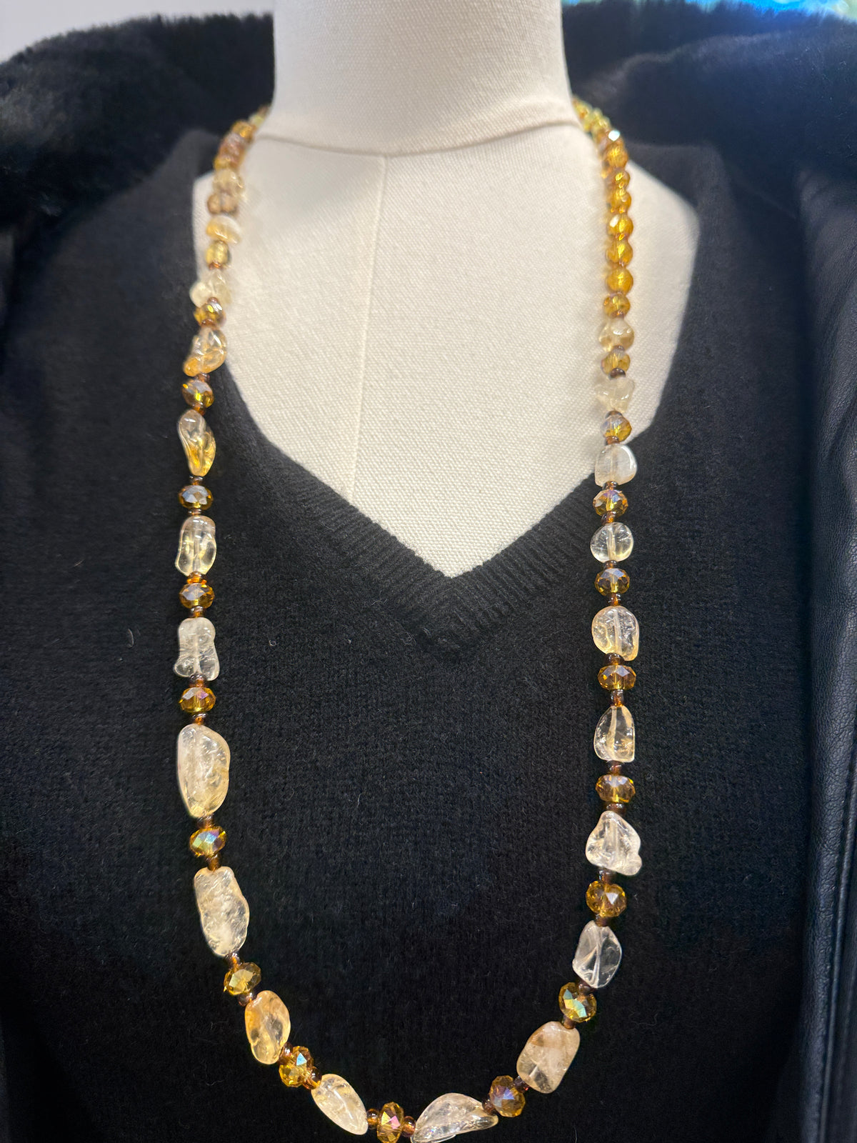 NO BRAND Long Stones and Beads Necklace