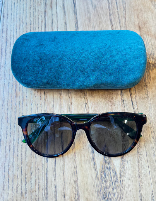 GUCCI Havana GG Web Round Sunglasses