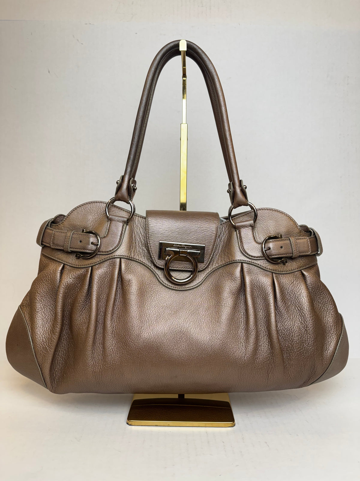 SALVATORE FERRAGAMO Grained Leather  Sofia Shoulder Bag