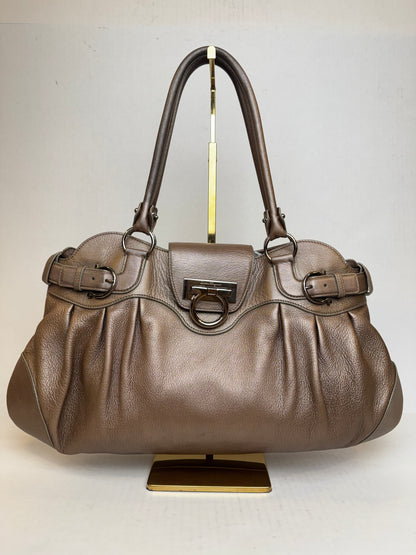 SALVATORE FERRAGAMO Grained Leather  Sofia Shoulder Bag