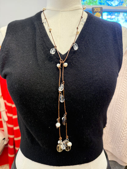 NO BRAND Leather And Stones Necklace