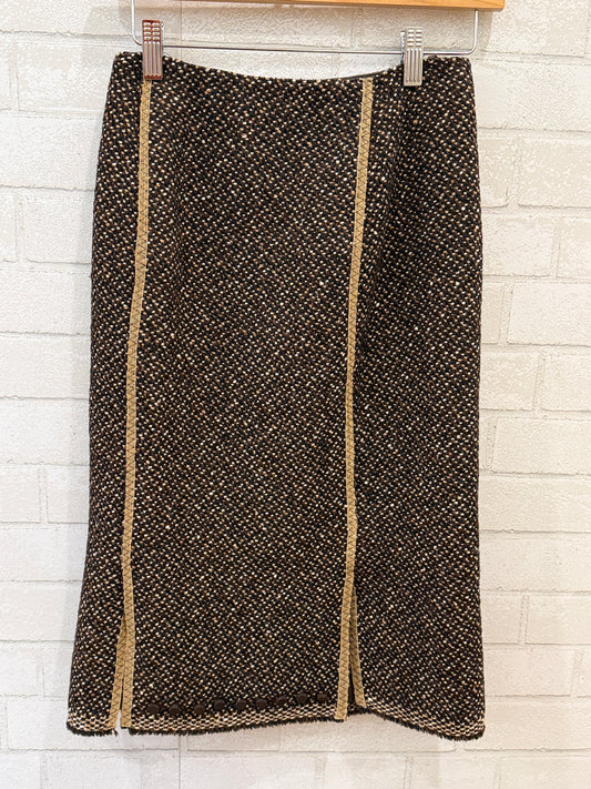 PRADA Wool Tweed Midi Pencil Skirt/S