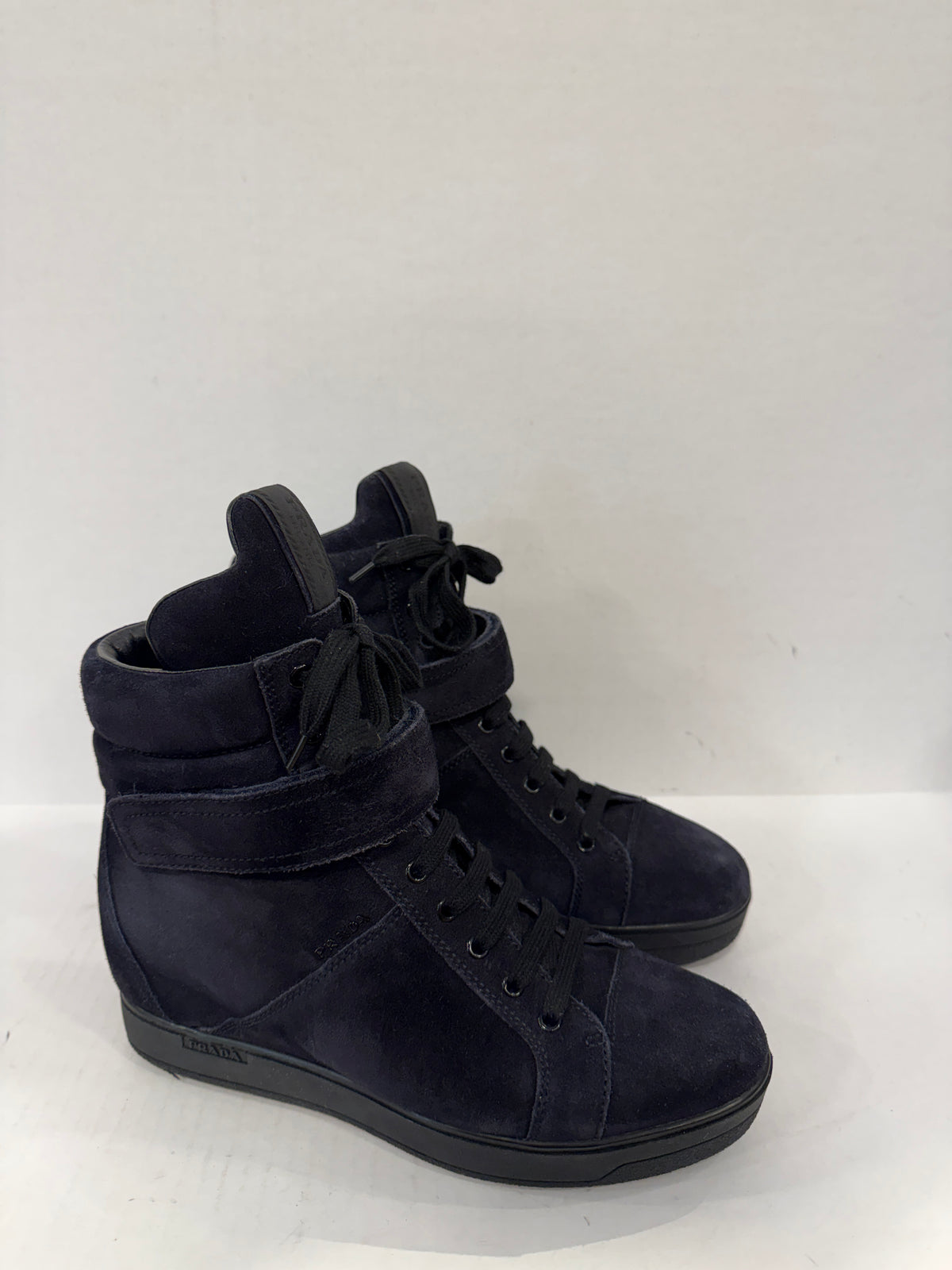 PRADA  NWT Suede Leather Sport High Top WedgeSneakers/US8-EU39