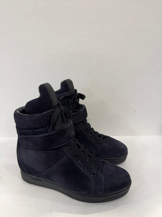 PRADA  NWT Suede Leather Sport High Top WedgeSneakers/US8-EU39