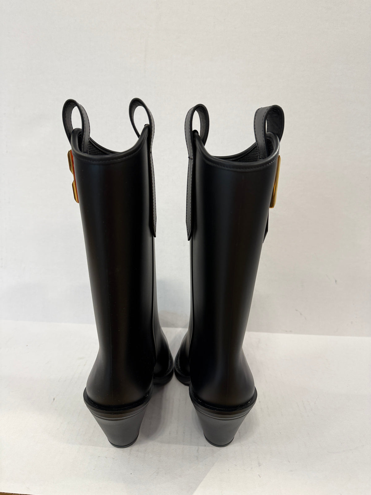 BALMAIN NWT Tess Leather Trimmed Rubber Ankle Boots/ US8-EU39