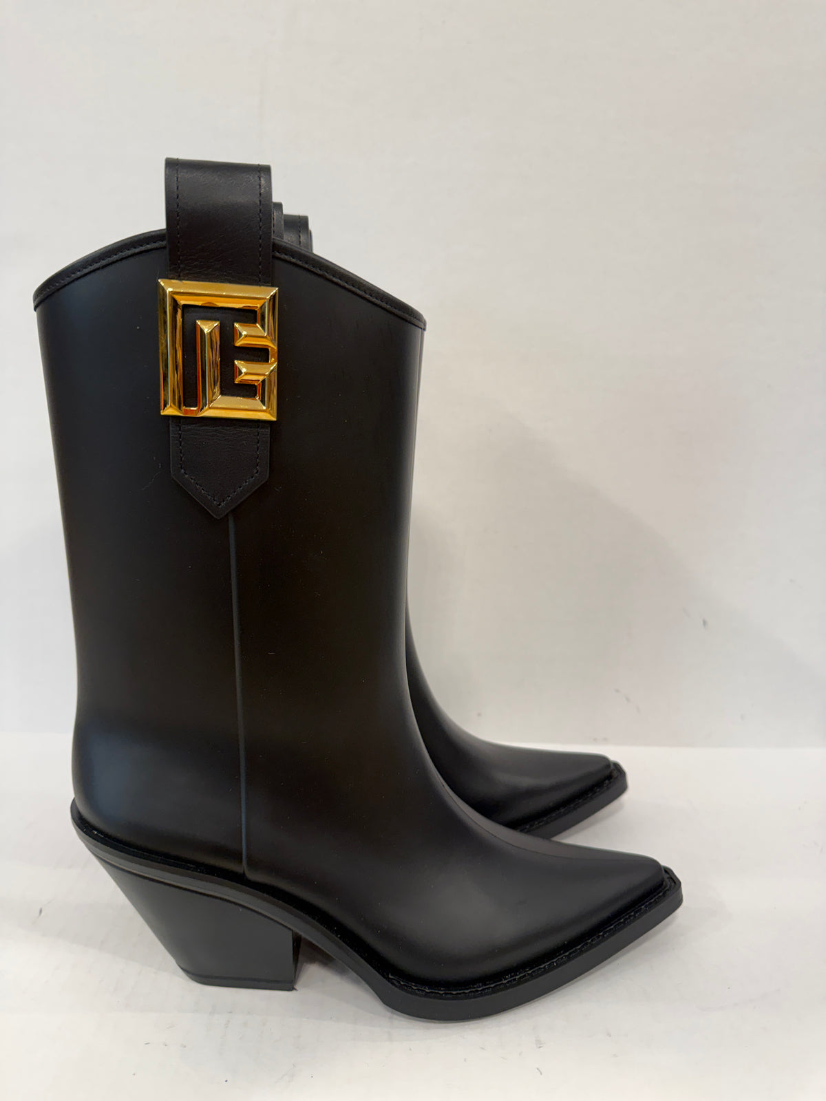 BALMAIN NWT Tess Leather Trimmed Rubber Ankle Boots/ US8-EU39