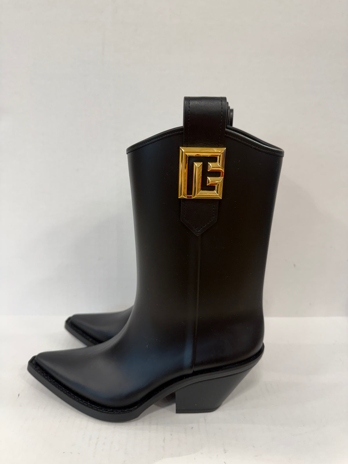 BALMAIN NWT Tess Leather Trimmed Rubber Ankle Boots/ US8-EU39