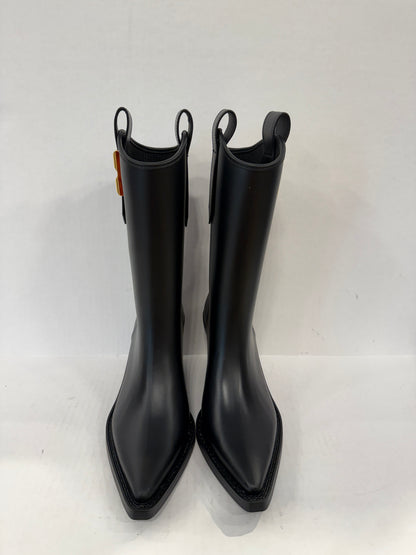 BALMAIN NWT Tess Leather Trimmed Rubber Ankle Boots/ US8-EU39