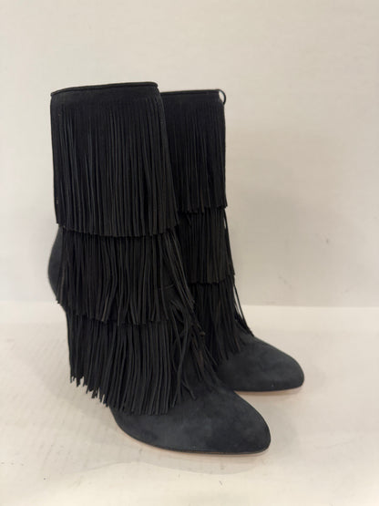 PAUL ANDREW NWT  Taos Suede Fringe HHeels Ankle Boots/ US8-EU39