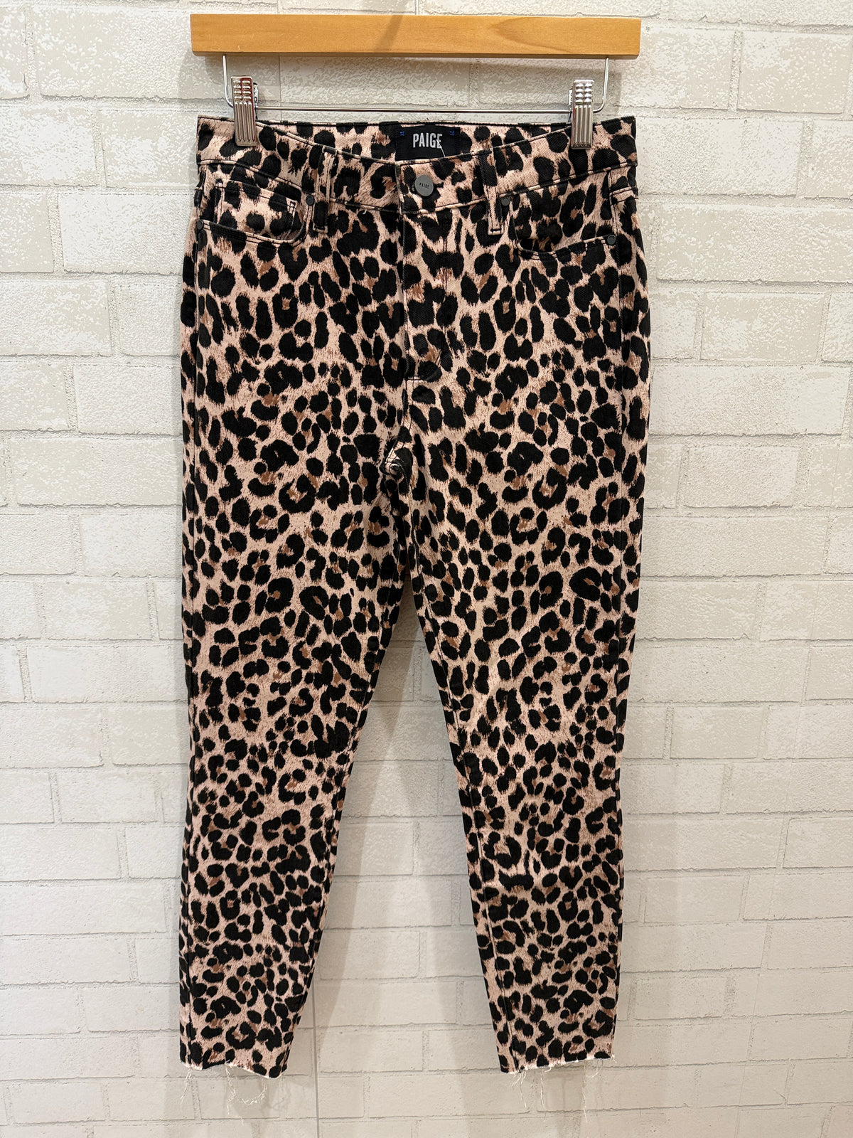 PAIGE Cotton Leopard Print High Waist Jeans/M-US27